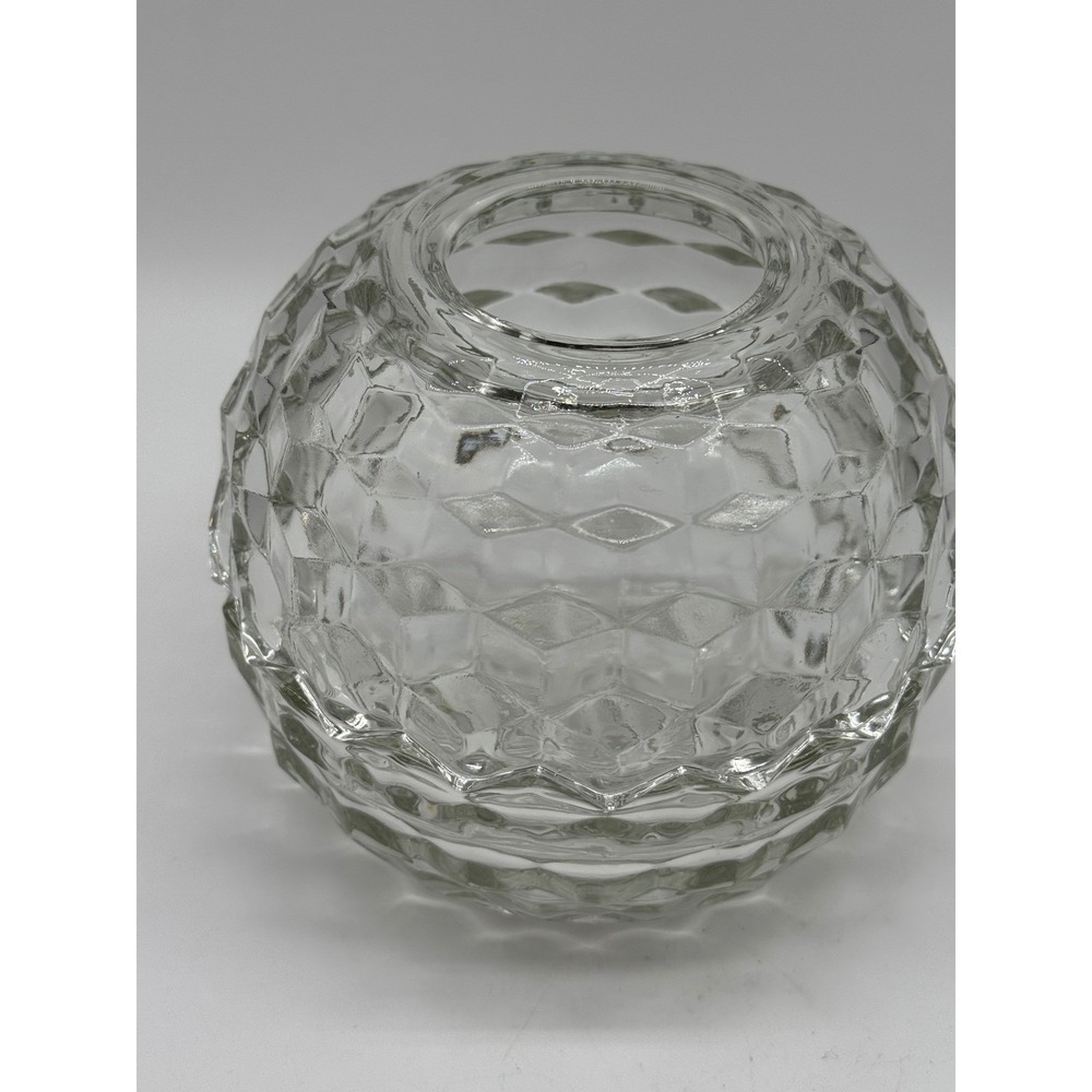 Vtg Indiana Glass Whitehall Cubist Fairy Lamp Clear Crystal American Cube 2pc 5"